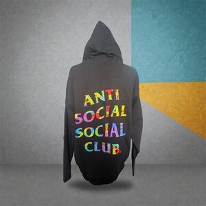 Anti Social Social Club Pedals On the Floor Black Hoody with Colorful Logo